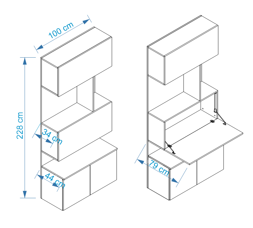 Multimo Royal Bücherregal mit Schreibtisch